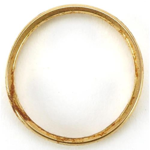 3078 - 22ct gold wedding band, Birmingham 1933, size O, 3.6g