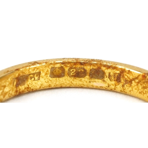 3078 - 22ct gold wedding band, Birmingham 1933, size O, 3.6g