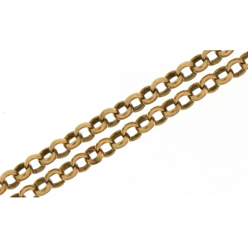 3227 - 9ct gold Belcher link necklace, 60cm in length, 5.2g