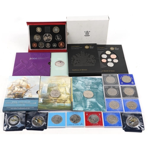 2176 - British coins and sets including 1997 United Kingdom Deluxe proof set, 200th Anniversary Nelson-Traf... 