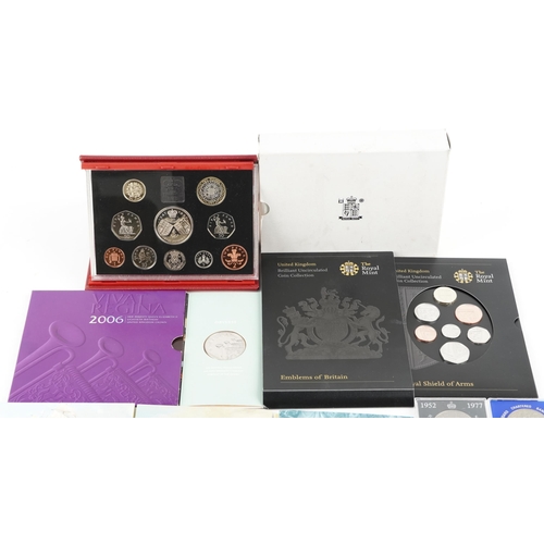 2176 - British coins and sets including 1997 United Kingdom Deluxe proof set, 200th Anniversary Nelson-Traf... 