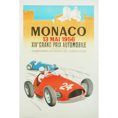 2487 - J. Ramel - Monaco 13th May 1956 Grand Prix poster, lithograph in colour, framed and glazed, 99cm x 6... 