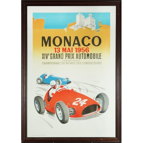 2487 - J. Ramel - Monaco 13th May 1956 Grand Prix poster, lithograph in colour, framed and glazed, 99cm x 6... 