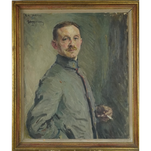 3403 - S.L. Baums - Three quarter length portrait of a German field officer, oil on board, indistinctly sig... 