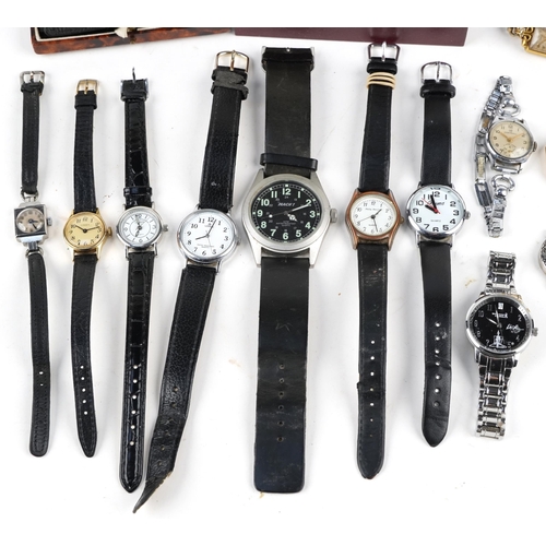 3368 - Small collection of ladies and gentlemen's bracelet wristwatches including a stainless steel Art Dec... 