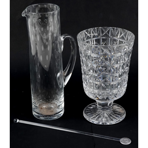 1401 - 20th century Empoli style glass lemonade jug and stirrer, 33cm high, together with a late 20th centu... 