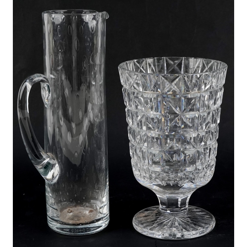 1401 - 20th century Empoli style glass lemonade jug and stirrer, 33cm high, together with a late 20th centu... 