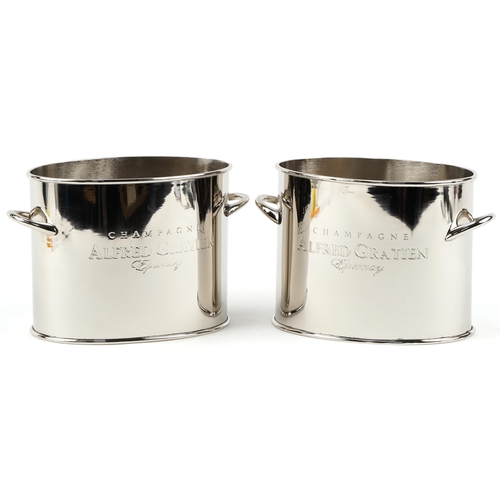 610 - Pair of Alfred Gratien design Champagne ice buckets with twin handles, 28cm wide