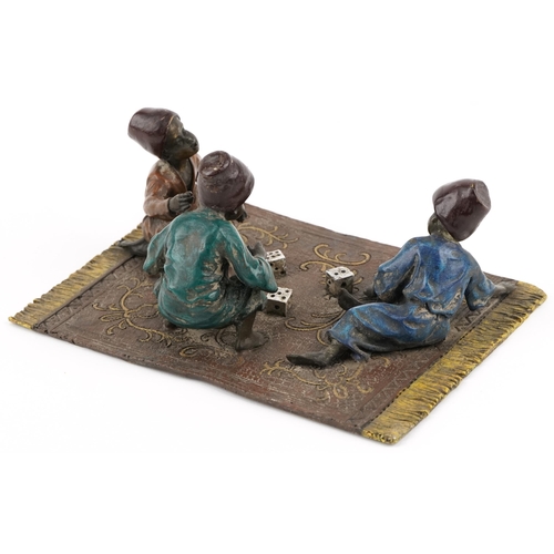 362 - After Franz Xaver Bergmann, cold painted bronze of three Arab children playing with dice, 20cm wide