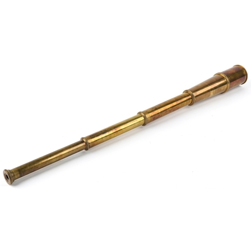 1211 - Naval interest three draw brass telescope, 84cm in length