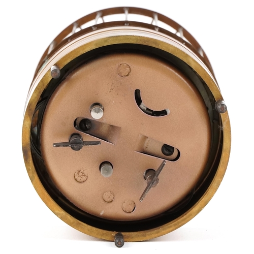 1210 - Clockwork automaton birdcage alarm clock, 19cm high