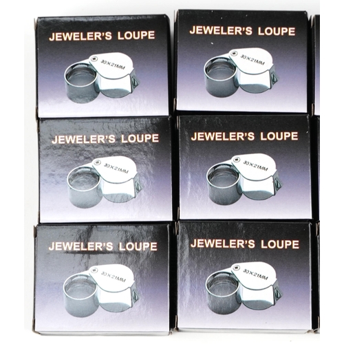 3402 - Twelve as new Triplet 30x21mm jeweller's loups