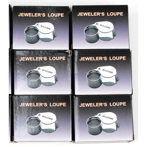 3402 - Twelve as new Triplet 30x21mm jeweller's loups