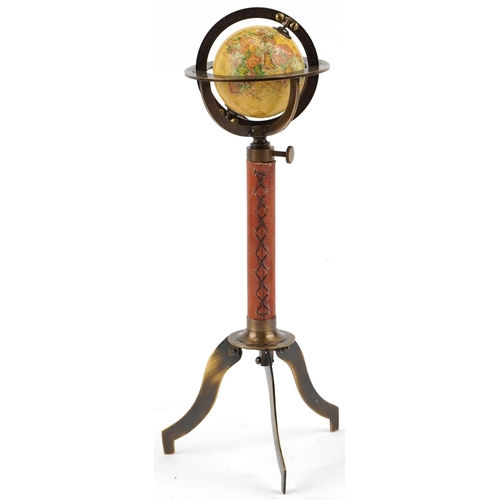 1159 - Brass desktop rotating table globe, 30cm high