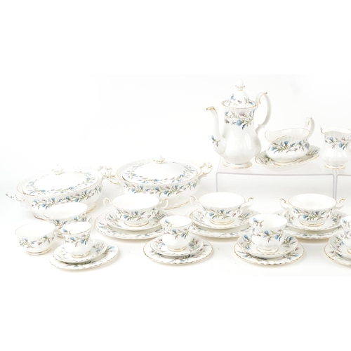 562 - Royal Albert Brigadoon six piece dinner and tea service, the teapot 19cm high