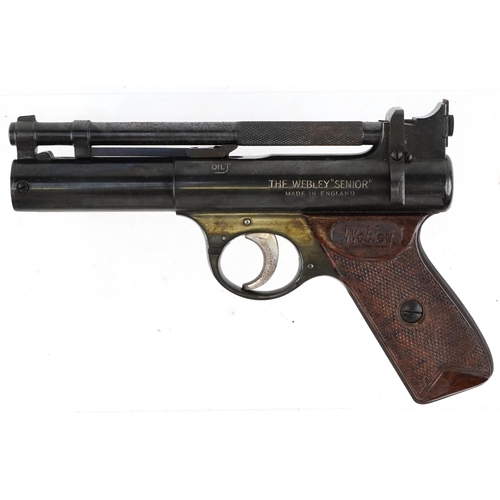 2745 - The Webley 'Senior' air pistol, 22 calibre, the barrel 19cm in length, cased with a barrel brush