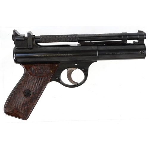 2745 - The Webley 'Senior' air pistol, 22 calibre, the barrel 19cm in length, cased with a barrel brush