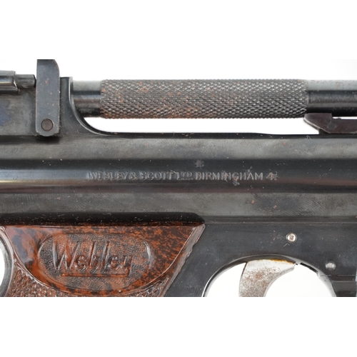 2745 - The Webley 'Senior' air pistol, 22 calibre, the barrel 19cm in length, cased with a barrel brush