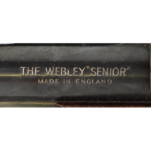 2745 - The Webley 'Senior' air pistol, 22 calibre, the barrel 19cm in length, cased with a barrel brush