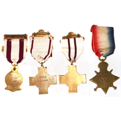 2526 - Three British Red Cross Society enamel medals, World War I medal presented to J Bush, a pair of leat... 