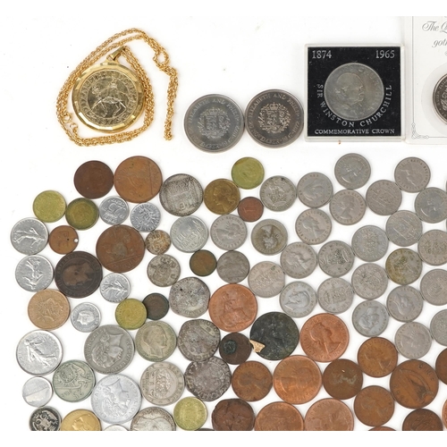 2177 - Small collection of pre decimal coinage and commemorative coins and medallions