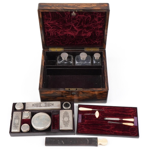 339 - Good coromandel travelling vanity box which was presented to William R Robinson (1792-1866), the for... 