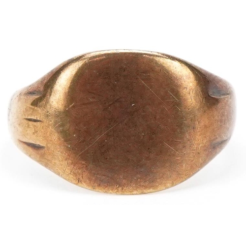 3296 - 9ct gold signet ring, size N, 3.5g