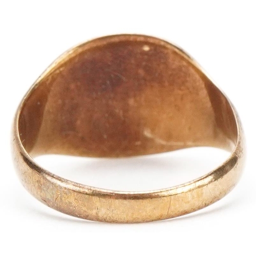 3296 - 9ct gold signet ring, size N, 3.5g