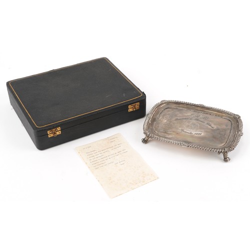 82 - Irish 1916 Easter uprising interest; belonging to Thomas Clarke, a silver plated calling card tray a... 