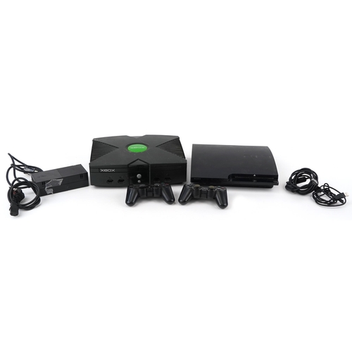 2069 - Xbox games console and Sony PlayStation 3 games console with controllers