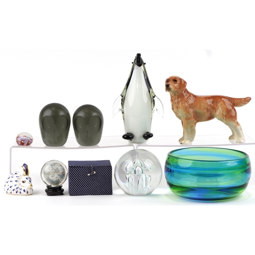 1152 - Collectable china and glassware including Royal Crown Derby paperweight in the form of a rabbit, gla... 