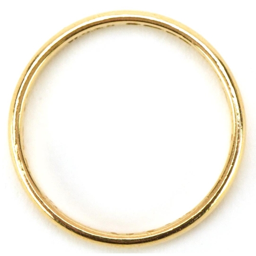 3067 - 22ct gold wedding band, Birmingham 1951, size O, 2.6g