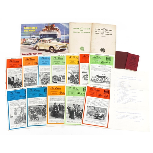 2452 - Automobilia, twelve copies of The Vintage Monthly Journal, a Morris Minor 1000 Driver's Handbook, Th... 