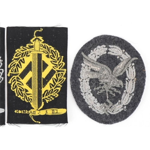 2598 - Four German military cloth badges, 8cm x 5cm