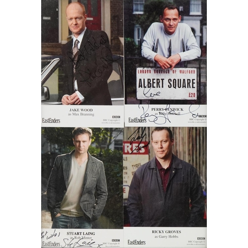 2452A - Four signed colour photographs of EastEnders actors including Jake Wood, Stuart Laing, Ricky Groves ... 