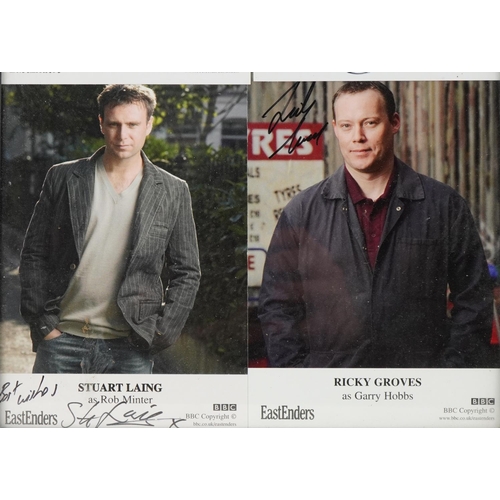 2452A - Four signed colour photographs of EastEnders actors including Jake Wood, Stuart Laing, Ricky Groves ... 