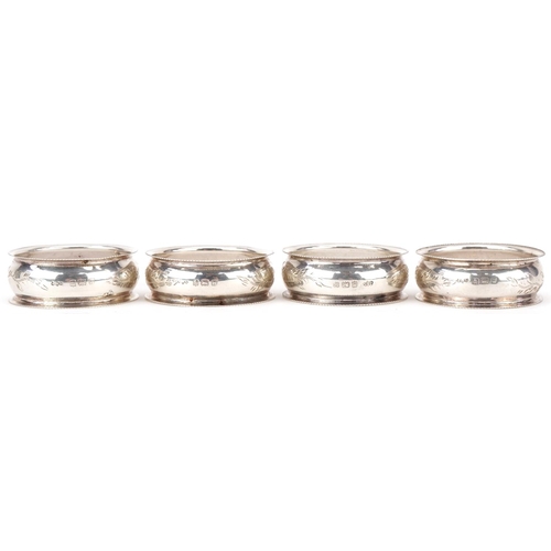 476 - Set of four Victorian silver napkin rings, Birmingham 1871, by Jones & Crompton, 19g