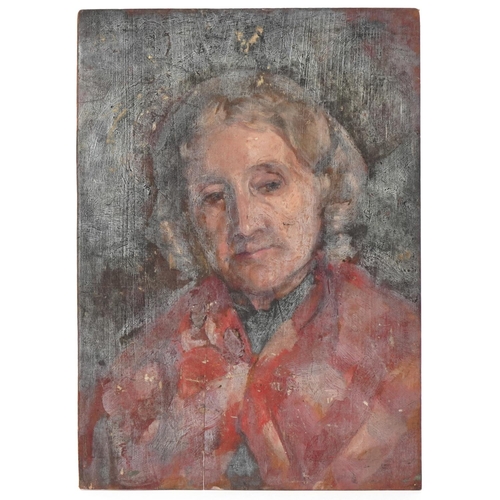 3647 - T. Hasted Heath - portrait of a lady, early 20th century Welsh School oil on board, detailed verso P... 