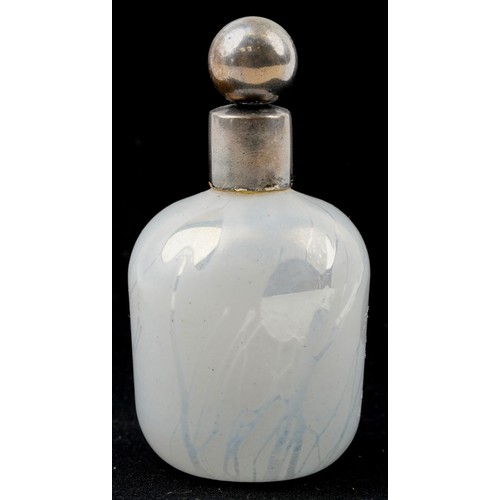 5 - John Ditchfield, Glasform iridescent art glass scent bottle with white metal stopper and collar, pap... 