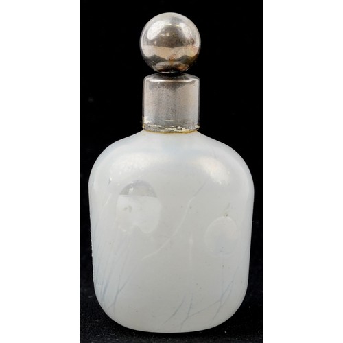 5 - John Ditchfield, Glasform iridescent art glass scent bottle with white metal stopper and collar, pap... 