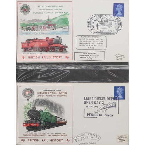 2259 - Red British Rail history cover album consisting of ninety covers of districts within the United King... 