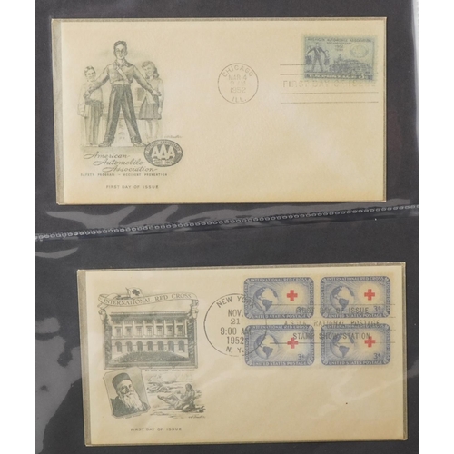 2256 - Blue ring-binder containing American 1945 commemorative covers including a cover of the atomic bomb ... 