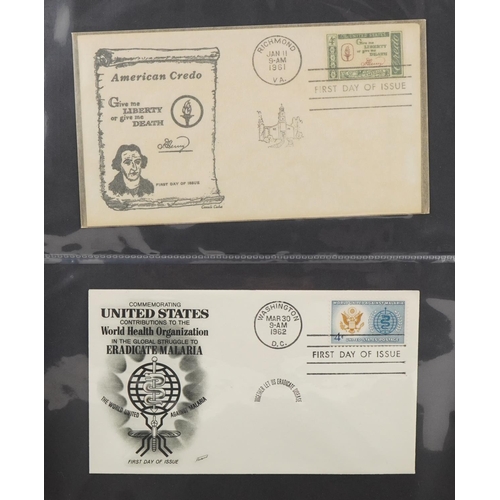 2256 - Blue ring-binder containing American 1945 commemorative covers including a cover of the atomic bomb ... 