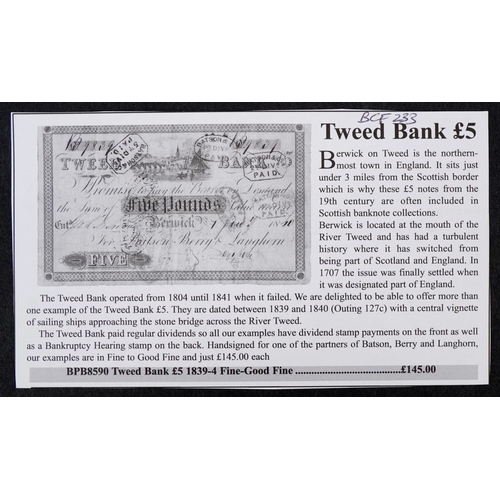 2215 - Tweed Bank white five pound note, dated 1st May 1839