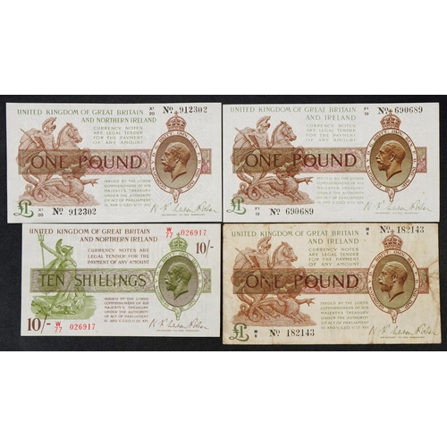 2217 - Four George V United Kingdom of Great Britain & Northern Ireland banknotes comprising one ten shilli... 