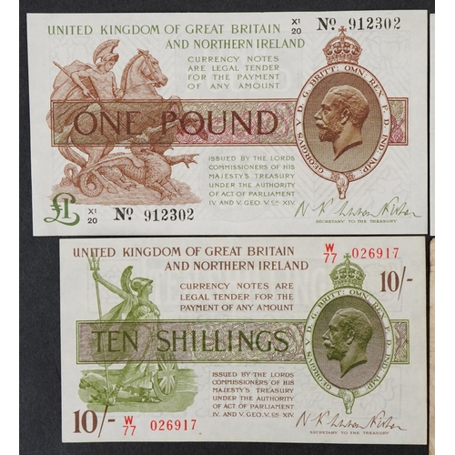 2217 - Four George V United Kingdom of Great Britain & Northern Ireland banknotes comprising one ten shilli... 