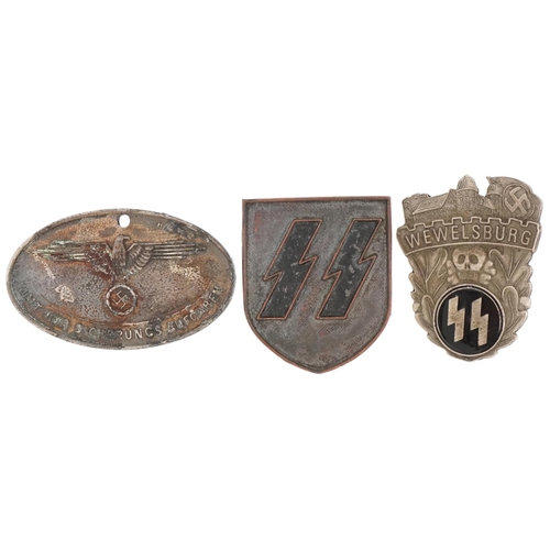 2608 - Three German military interest metal badges