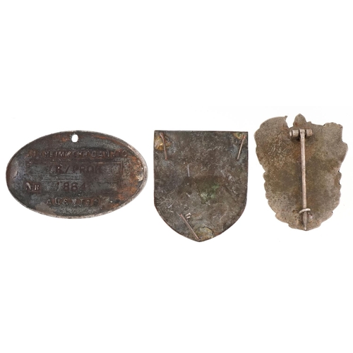 2608 - Three German military interest metal badges