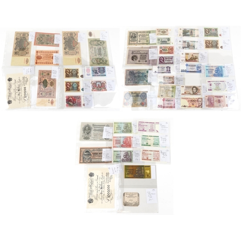 2245 - Quantity of antique and later banknotes to include an 1899 Russia fifty roubles, 1918 Russia North C... 