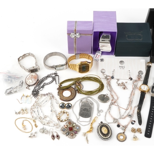 3382 - Vintage and later jewellery and wristwatches including brooches, necklaces, bracelets and earrings